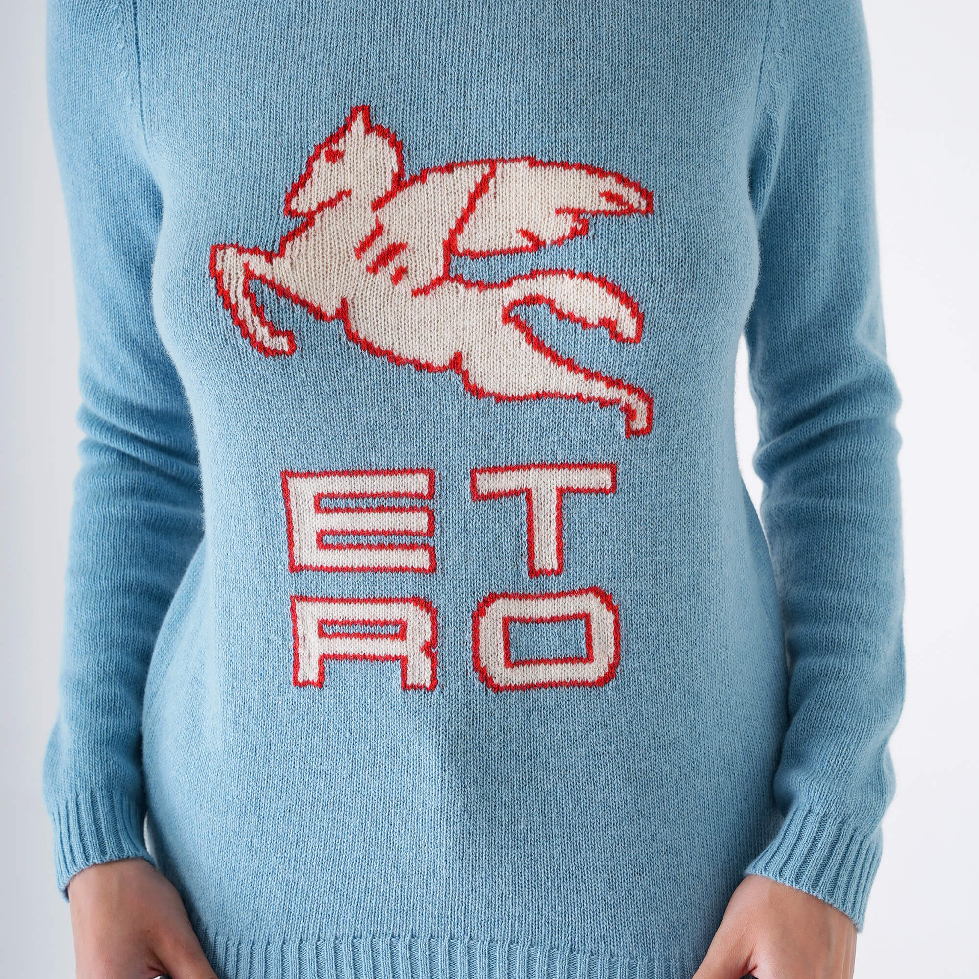 Etro-Blue Wool Icon Logo Sweater